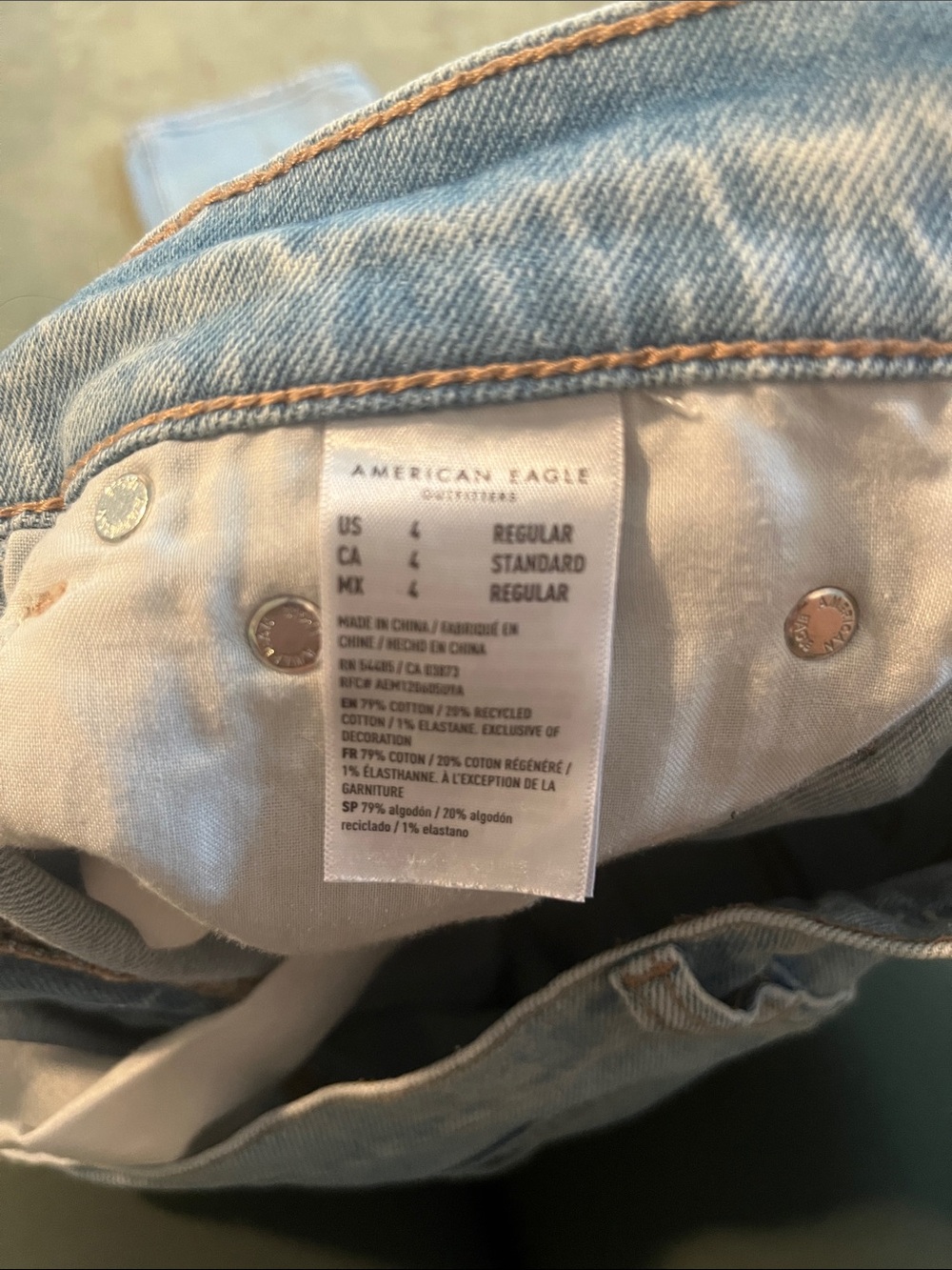 American Eagle Outfitters Light Blue Super High Rise Straight Jeans - Picture 7 of 7